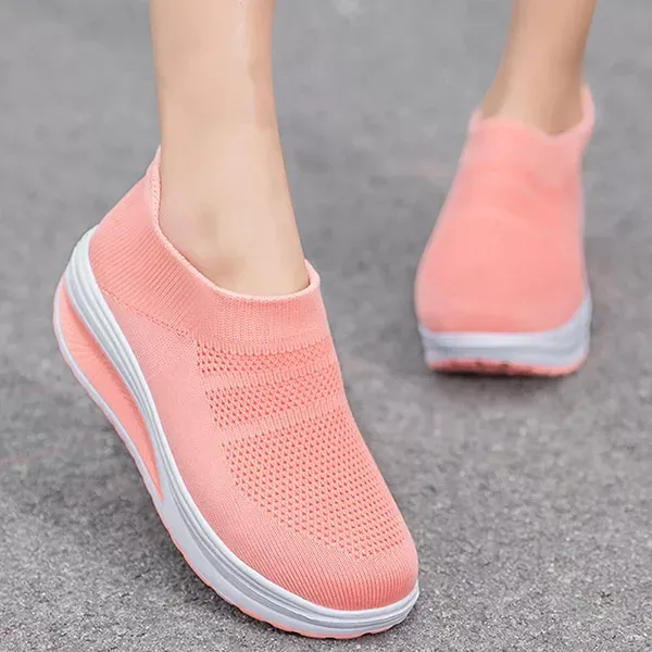 damessneakers, slip-on sneakers, sneakers met dikke zool, mesh sneakers, gevulkaniseerde schoenen