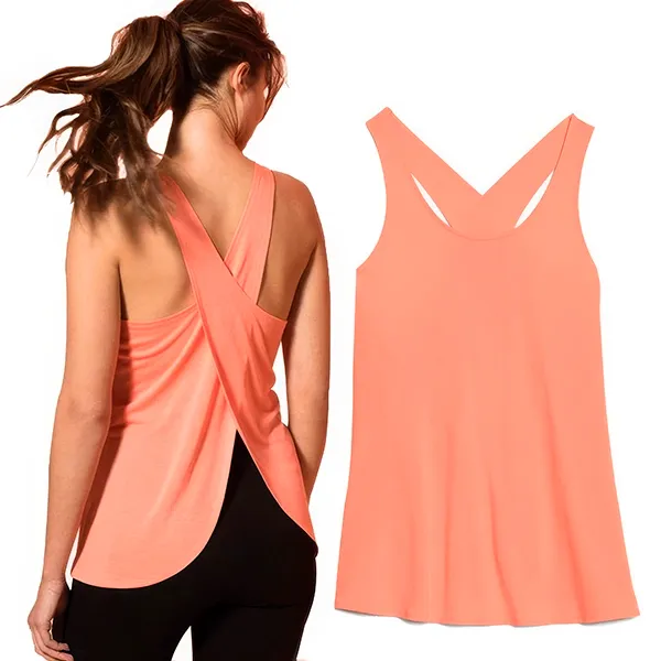 sportshirt, sportshirt, sporttop, sneldrogend shirt, yogashirt, top met gekruiste rug, fitnessshirt, shirt met gekruiste rug