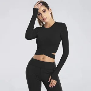 crop top, t-shirt met lange mouwen, gymtop, gymshirt, sportshirt, yogatop, yogashirt, yogashirt met lange mouwen