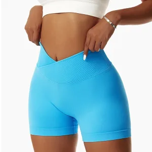 gymshort, short met hoge taille, sportshort, vrouwensportshort, yogashort met hoge taille, naadloze yogashort, fietsshort, trainingsshort