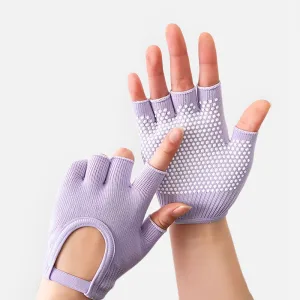 cotton half finger gloves, pilates grip gloves, fingerless sports gloves